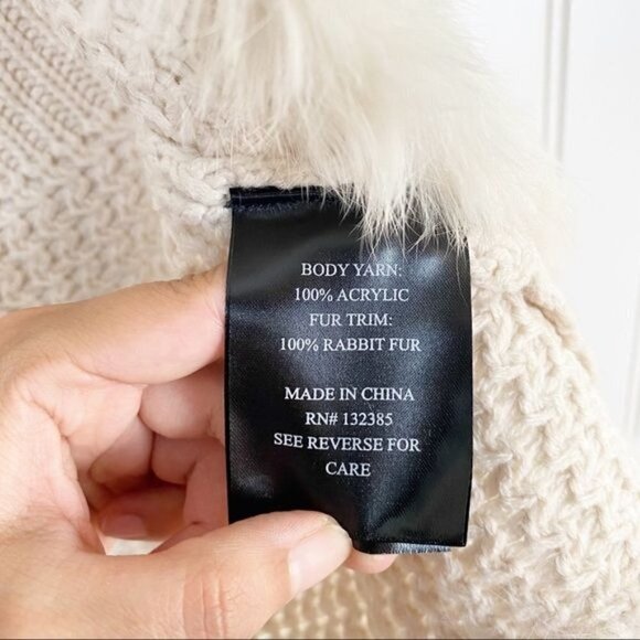 Love Token Danielle Rabbit Trim Knit Sweater Vest Cream Beige Luxury Size Small - Picture 6 of 10